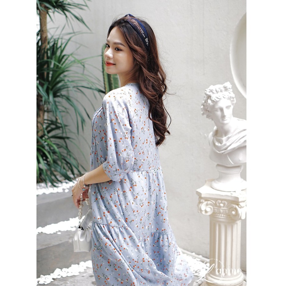 Váy bầu đẹp Gina Dress chất lụa Hàn mềm mát có khuy cài thuận tiện cho mẹ bầu và sau sinh by LAMME