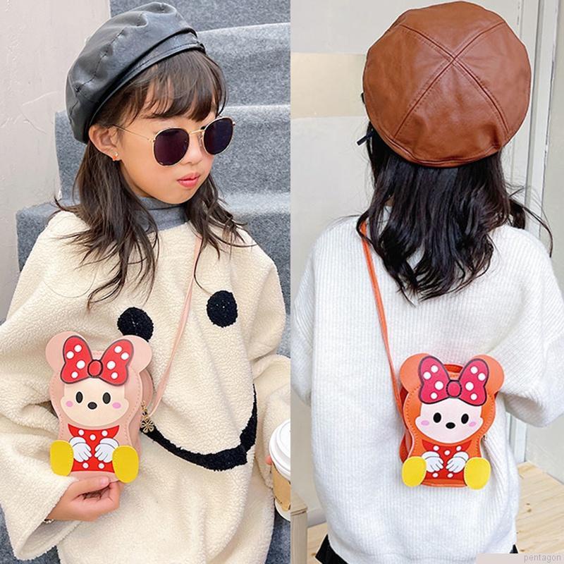 Túi đeo chéo mini họa tiết hoạt hình phối dây xích thời trang dễ thương cho bé gái