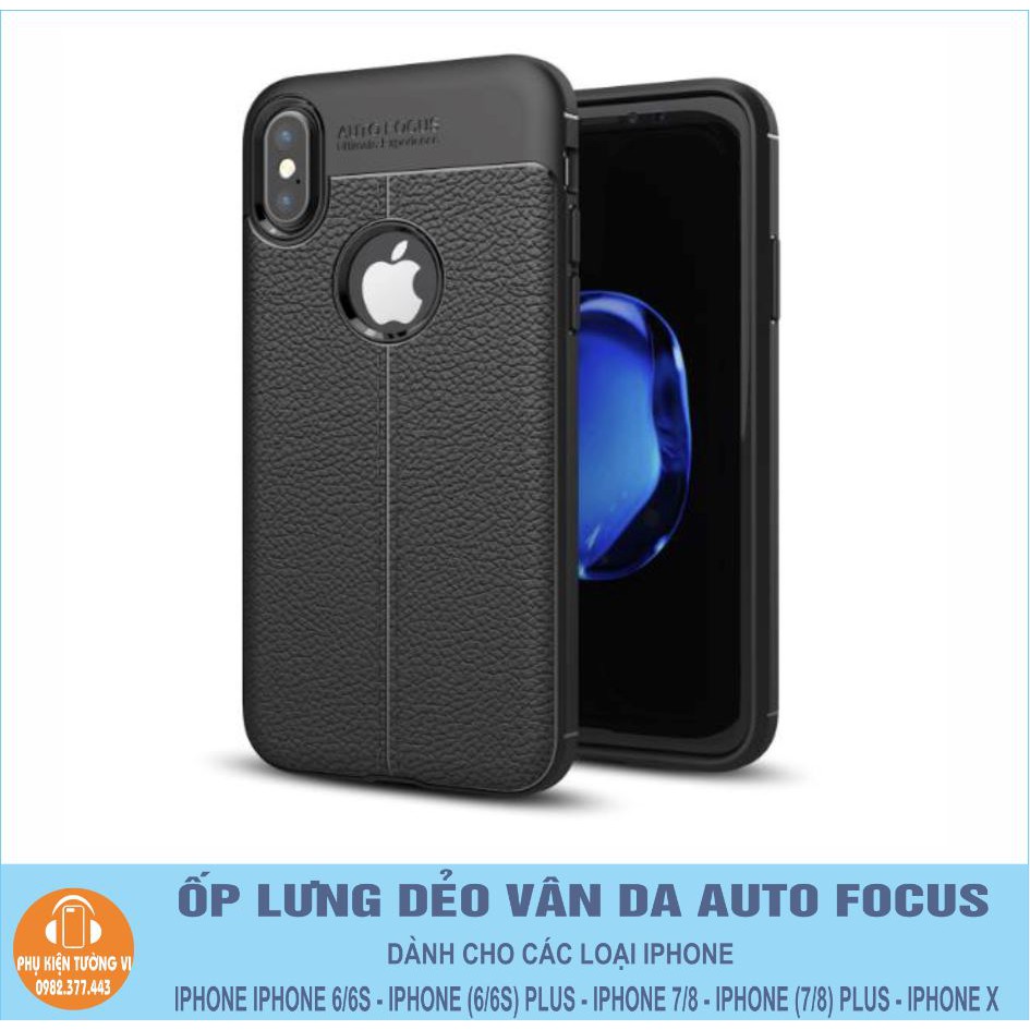 Ốp lưng dẻo vân da Auto Focus cho iPhone 5/5S/5SE/6/6S/6P/6SP/7/7P/X/XR/XS MAX/11/11PRO/11PROMAX