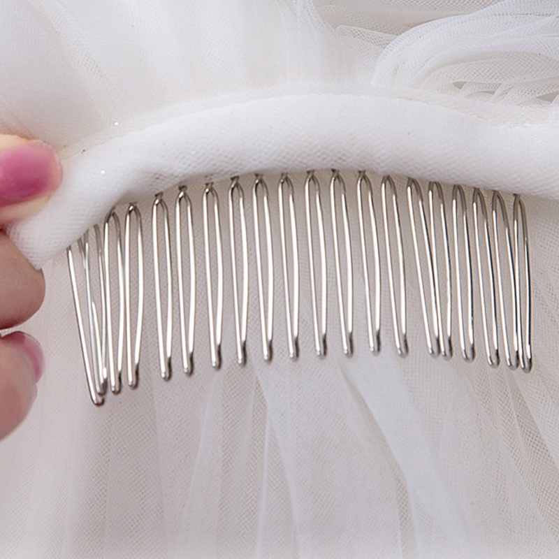 Mạng Che Mặt 2 Tầng Bằng Vải Tuyn Kèm Lược Cài Tóc Cho Cô Dâu Edge