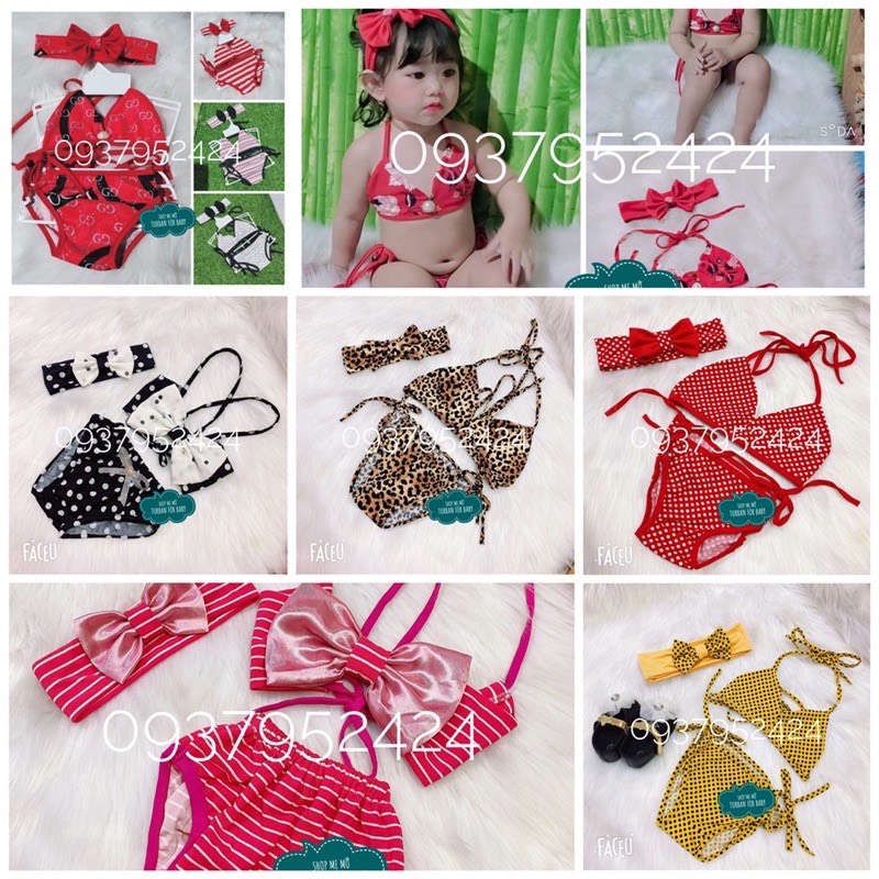 Set bikini kèm băng đô cho bé