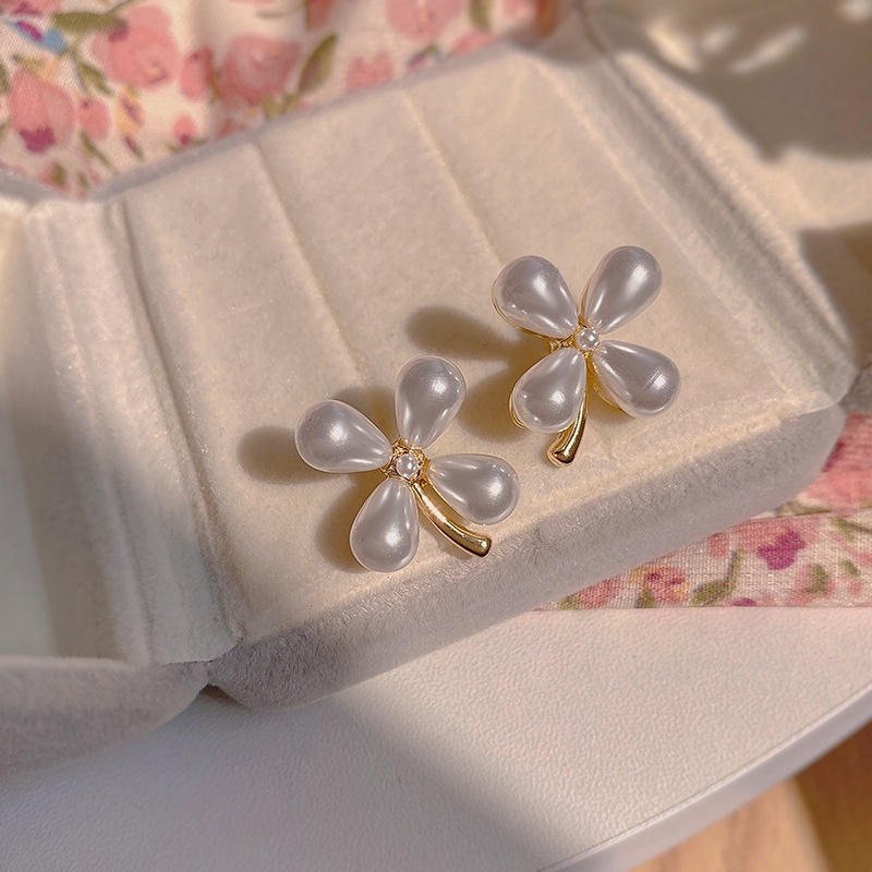 Khuyên Tai Ngọc Trai Hình Hoa Cao Cấp Phong Cách Pháp Mùa Hè Mẫu Mới 2022