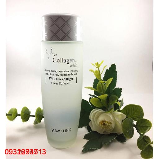 Nước hoa hồng dưỡng trắng, tái tạo da 3W Clinic Collagen White Clear Softener 150ml (Trắng)