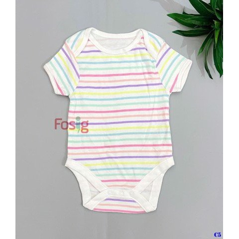 [6-16kg] Bodysuit Tay Ngắn Bé Trai- Sọc Màu Đậm