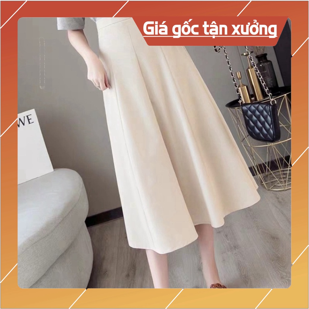 Chân váy xếp ly dài, váy xếp li xòe dài kiểu váy midi cạp cao phong cách công sở có bigsize