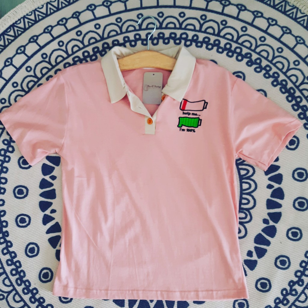 Áo thun form rộng có cổ hình pin BeoZ Vintage