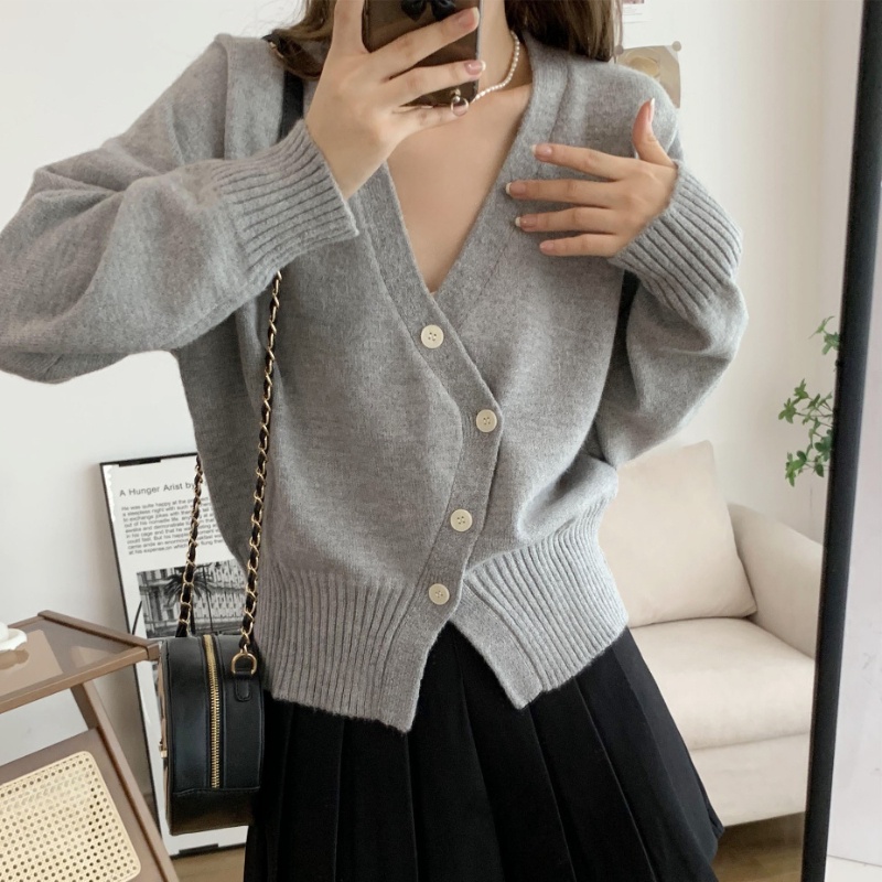 Áo Khoác Cardigan Dệt Kim Tay Dài Cổ Chữ V Thời Trang Xuân Thu