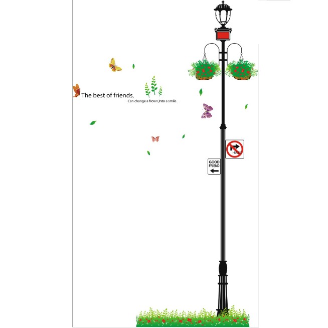Decal trang trí cột đèn xanh