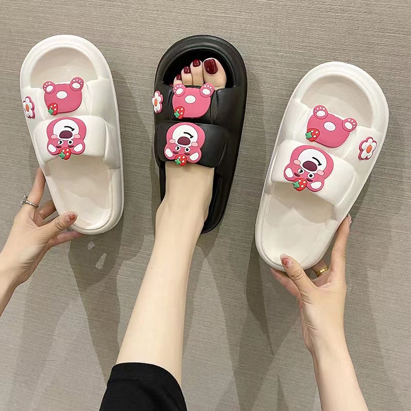 Dép bánh mỳ Gấu đen trắng stick cute, Dép nữ đi trong nhà êm chân hình thú cưng siêu cute chính hãng