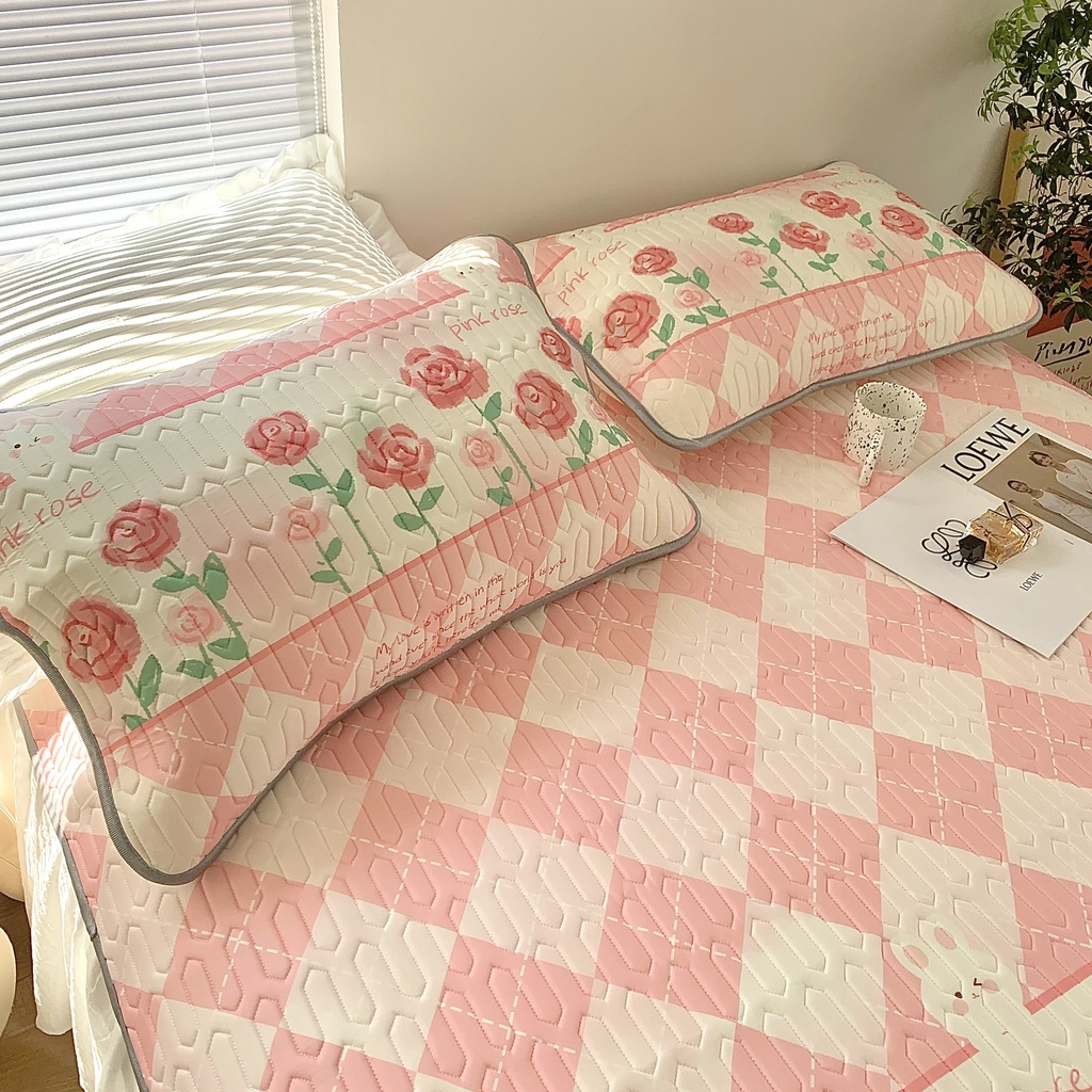 Chiếu điều hòa cao su non 9D M2T BEDDING Luxury vải lụa Tencel mềm mát - Mark Pink Rose