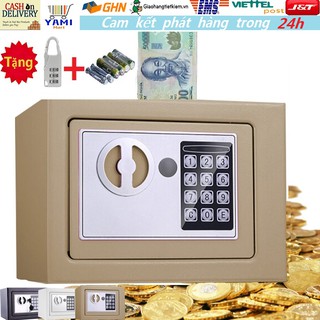 【Chứng Khoán Sẵn Sàng】Két Sắt An Toàn Cỡ Nhỏ Xách Tay Mini Tiết Kiệm Cho Gia đình Chống Cháy Nhà Có Khe Nhét Tiền