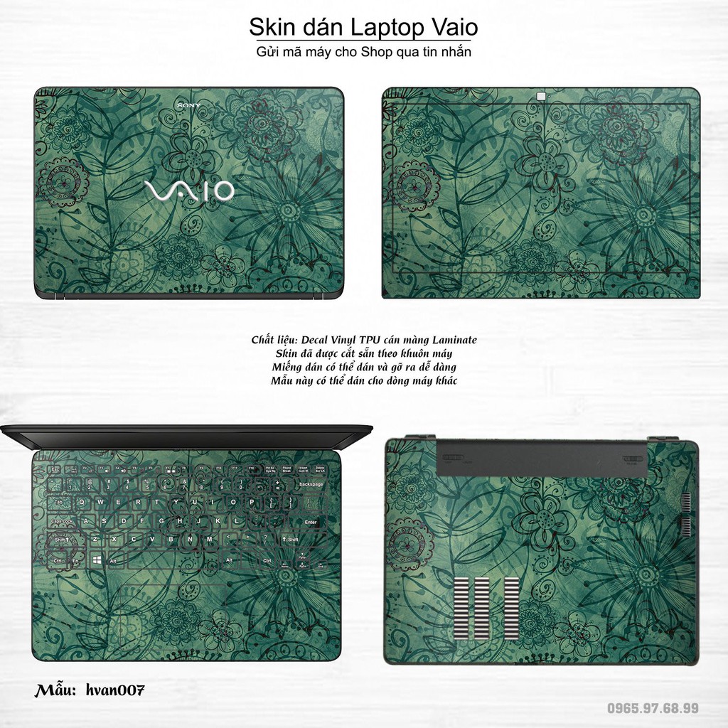 Skin dán Laptop Sony Vaio in hình Hoa văn _nhiều mẫu 2 (inbox mã máy cho Shop)