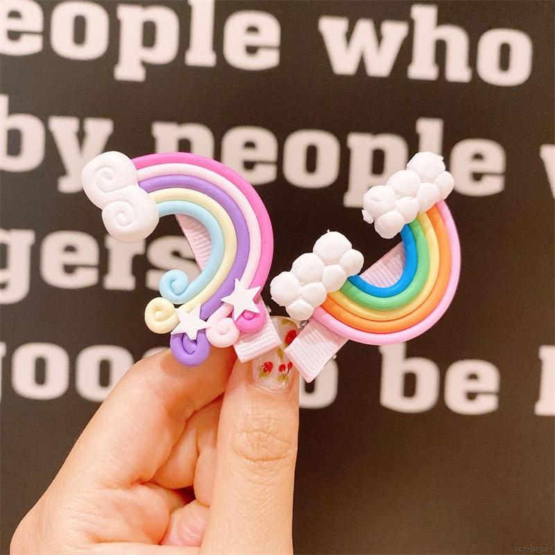 Set 3 Kẹp Tóc Hình Kẹo Mút / Cầu Vồng / Đám Mây Dễ Thương Cho Bé Gái