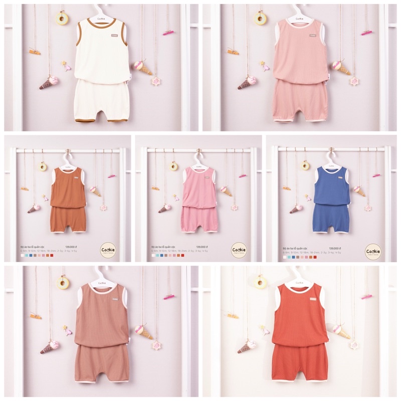 COOKIE Bộ Ba Lỗ Chất Tăm Thoáng Mát Cho Bé Trai Và Gái