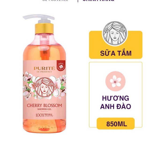 Sữa Tắm Purité Sáng Mịn Hoa Anh Đào 850ml dạng hộp quà. Date 2023