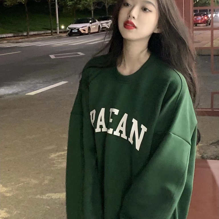 Áo sweater mỏng nhẹ kiểu dáng chui đầu rộng rãi phong cách đường phố retro cổ điển kiểu Mỹ cá tính cho nữ