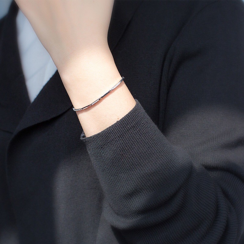 Lắc tay bạc nữ pha lê nhân tạo ITALY S925-Cam kết 100% bạc s925