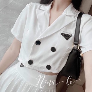 Set vest cúc crop top kèm chân váy