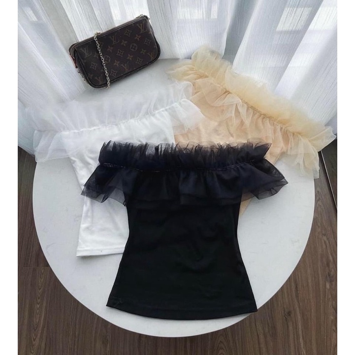 Áo trễ vai bèo ren tiểu thư