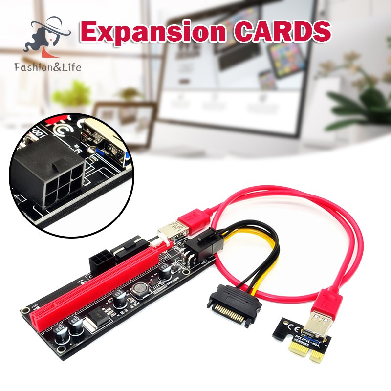 Dây Cáp Thẻ Đồ Họa Nối Dài 1x Sang 16x Cho Gpu Mining 6pin