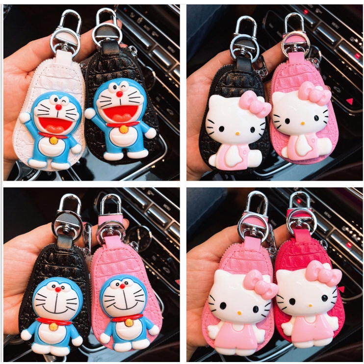 Vỏ Da Bảo Vệ Chìa Khóa Xe Hơi Họa Tiết Hello Kitty Dễ Thương