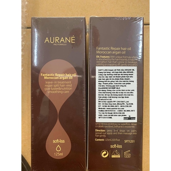 Tinh Dầu Dưỡng Bóng Phục Hồi Tóc MOROCCAN ARGAN OIL AURANE 125ml