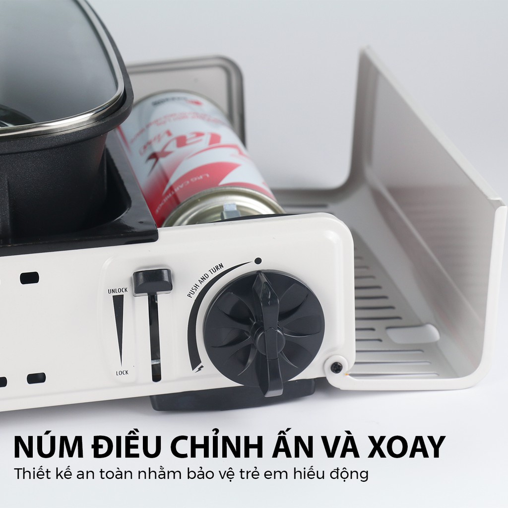 Bếp Ga Mini Maxsun MS-8 Mini - Công Suất 2200W | Nướng - Lẩu | Chảo Chống Dính | Bảo Hành 12 Tháng
