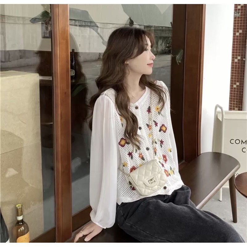 Order áo kiểu nữ thêu hoa Vintage 🌺🌺