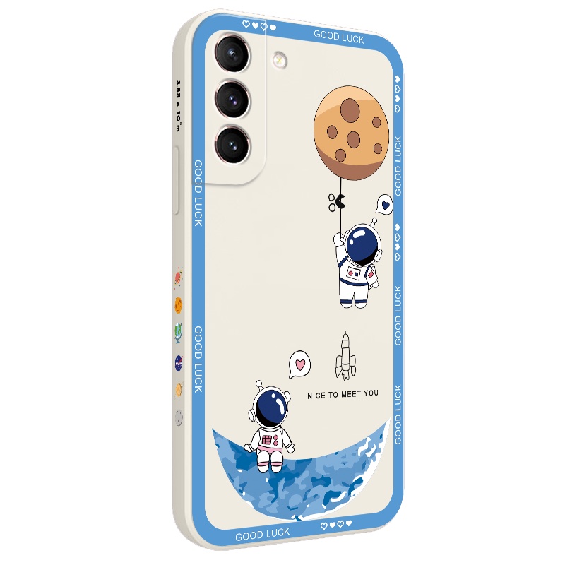 Ốp Điện Thoại Cảm Giác Chạm Thoải Mái In Hình Phi Hành Gia Mặt Trăng Cho Samsung Galaxy S21 S20 FE Ultra Plus