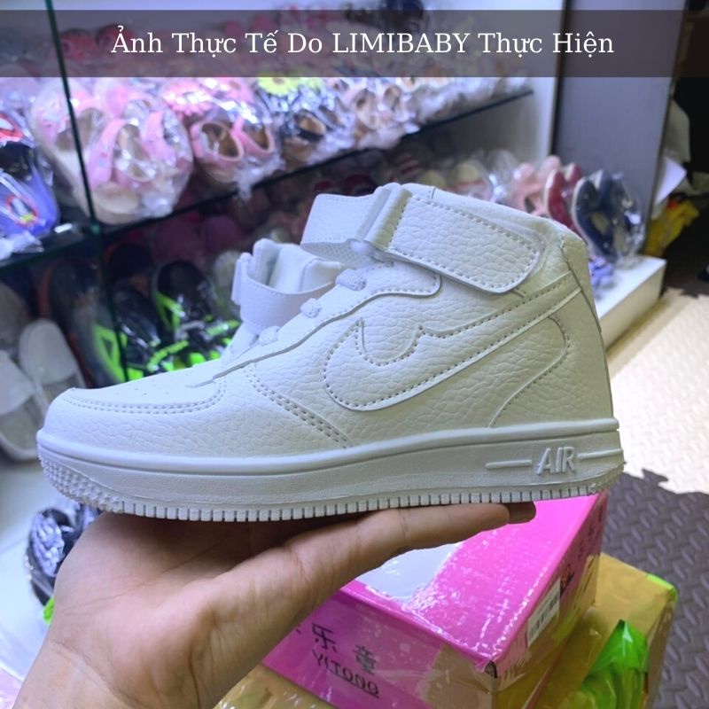 Giày trắng LIMIBABY cổ cao cho bé trai gái sneaker thê thao năng động cá tính phù hợp trẻ em 3 4 5 6 7 8 9 12 tuổi GE01