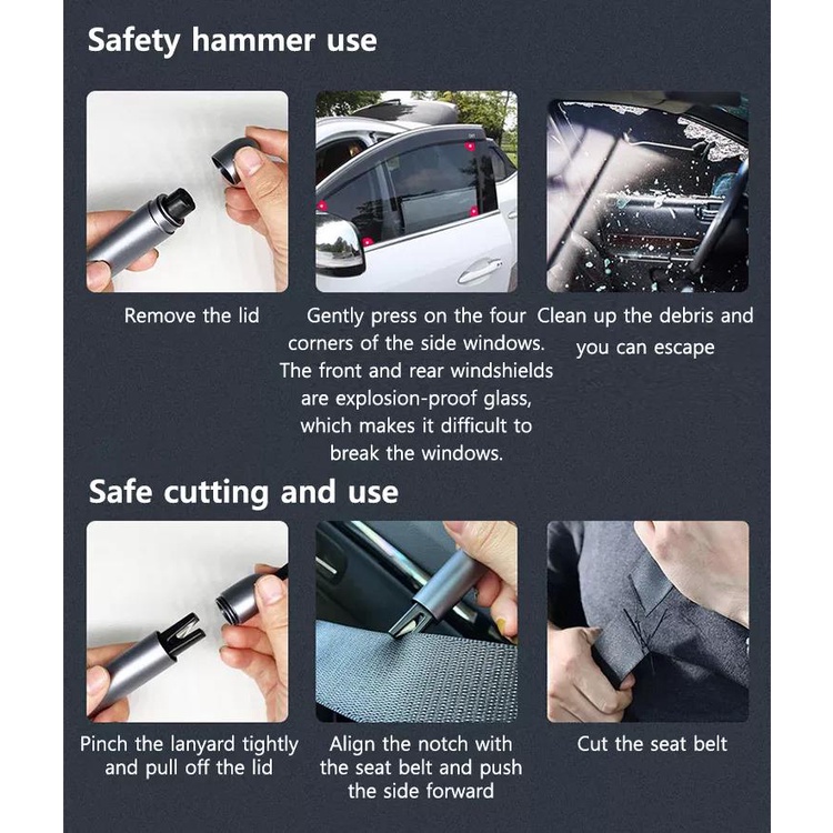 Búa Thoát Hiểm Khẩn Cấp Mini Đa Năng Bằng Thép Không Gỉ Gắn Xe Hơi