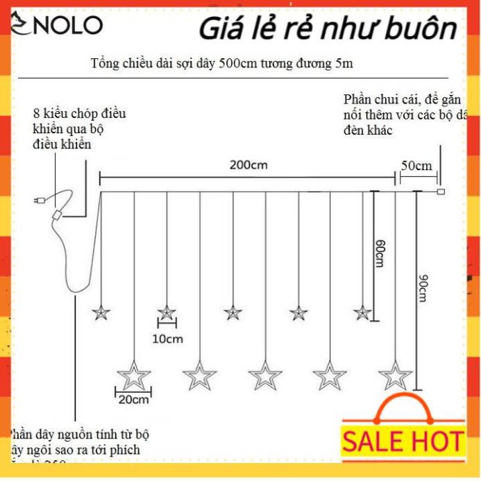 Bộ Dây Đèn Led Trang Trí 12 Ngôi Sao Chiều Dài 5M Có Ánh Sáng 7 Màu Và Ánh Sáng Vàng