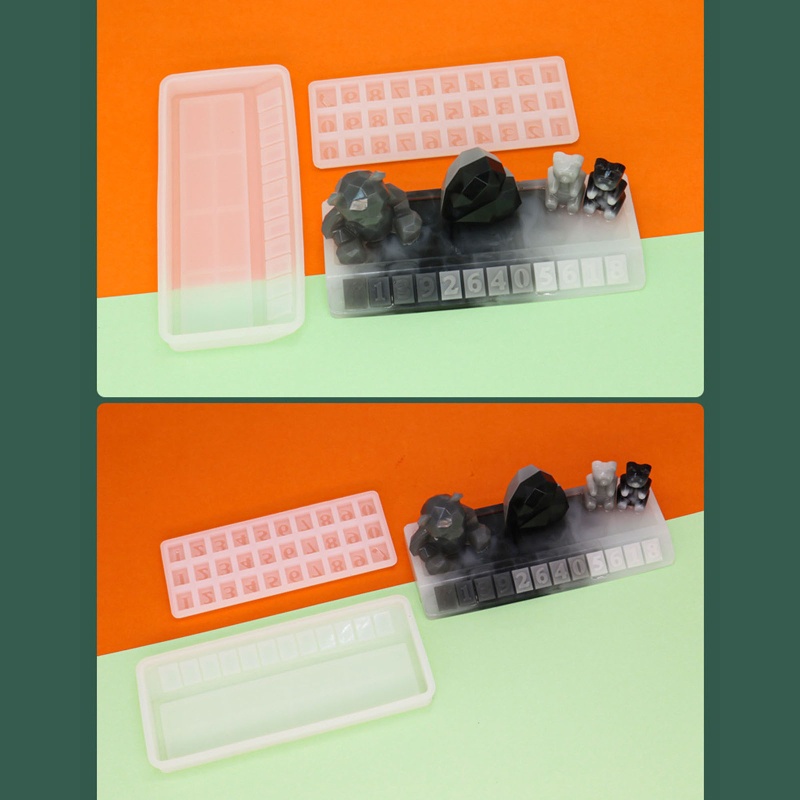 Bộ 2 Khuôn Silicone Hình Chữ Nhật Làm Vật Liệu Epoxy DIY