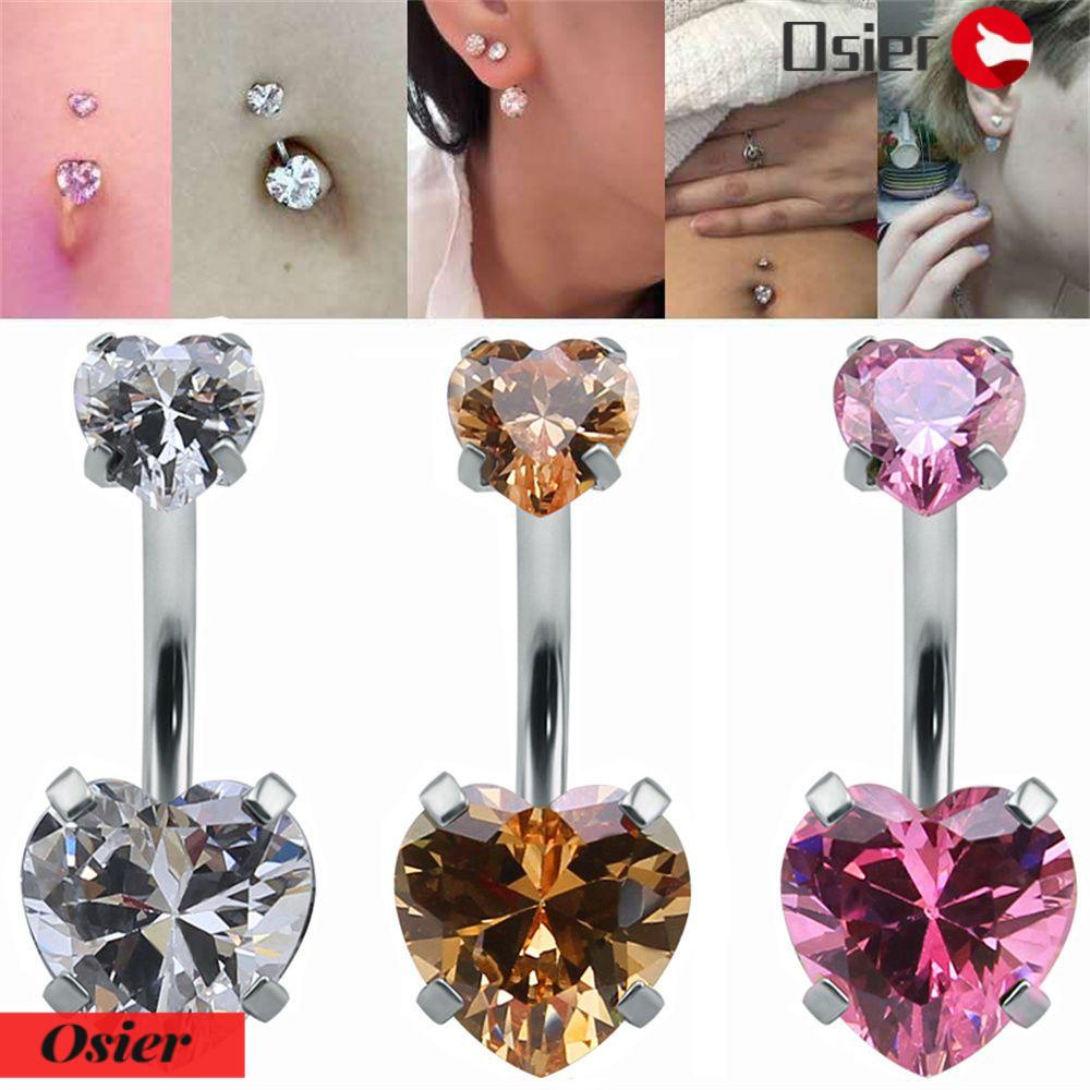 Osier✿ Khuyên Xỏ Rốn Đính Đá Hình Trái Tim Xinh Xắn|Khuyên Rốn Giả