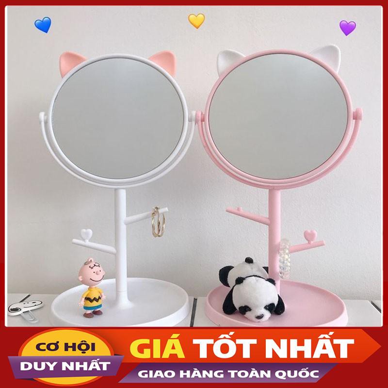 Gương Trang Điểm Để Bàn Tai Mèo Siêu Cute -Violet_Store