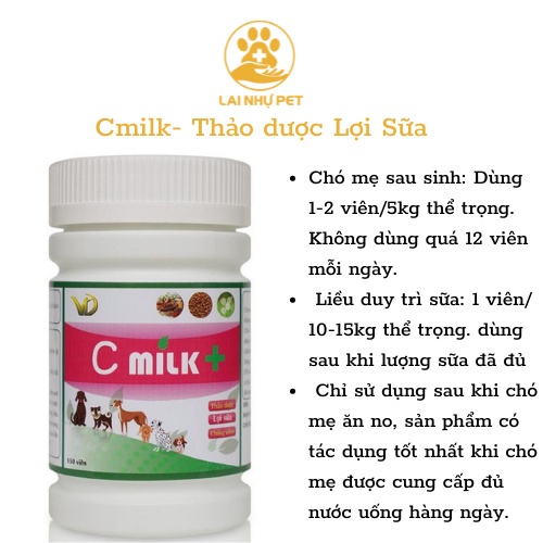 Kích Sữa - Tăng Tiết Sữa - Giảm Viêm Tuyến Sữa Chó Mèo - C Milk  - LAI NHỰ PET