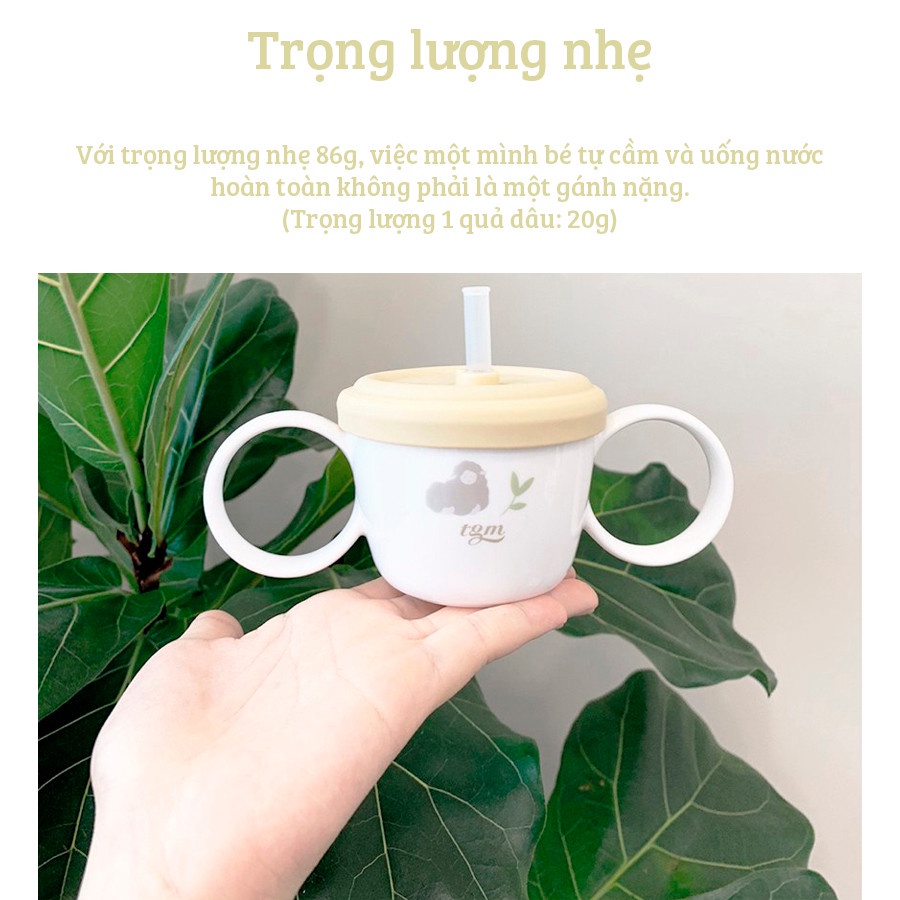Cốc Tập Uống Kèm Nắp Có Tay Cầm Chính Hãng TGM Straw Snack Cup Hàn Quốc Siêu An Toàn Cho Bé Yêu