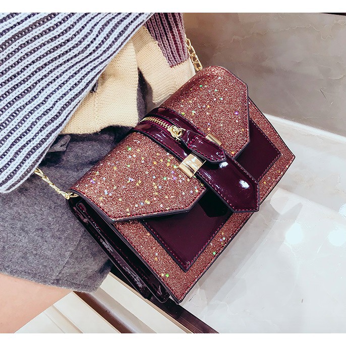 Túi sequins cao cấp khóa cà vạt kéo khoá A008