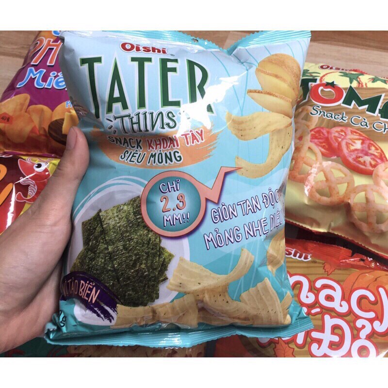 Bim bim Oishi Tater Thins Snack Khoai Tây Sieu Mỏng Vị Tảo Biển 40g