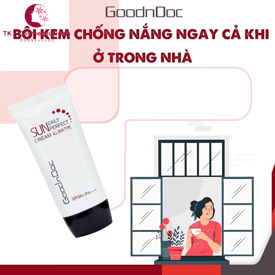 Kem Chống Nắng GoodnDoc Sun Cream Daily Perfect SPF50/PA+++ Dành Cho Mọi Loại Da - 50ml