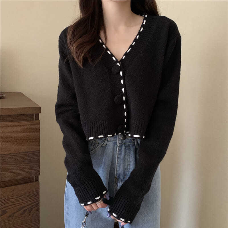 Áo Kiểu Nữ Sweater Women's Wear Loose New Pullover Short Knitwear Top Temperament Fashion