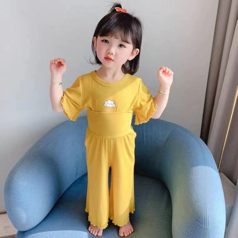 Bộ Đồ Ngủ Tay Ngắn Chất Lụa Lạnh Mỏng Thời Trang Mùa Hè 2022 Phong Cách Mới Cho Bé Gái