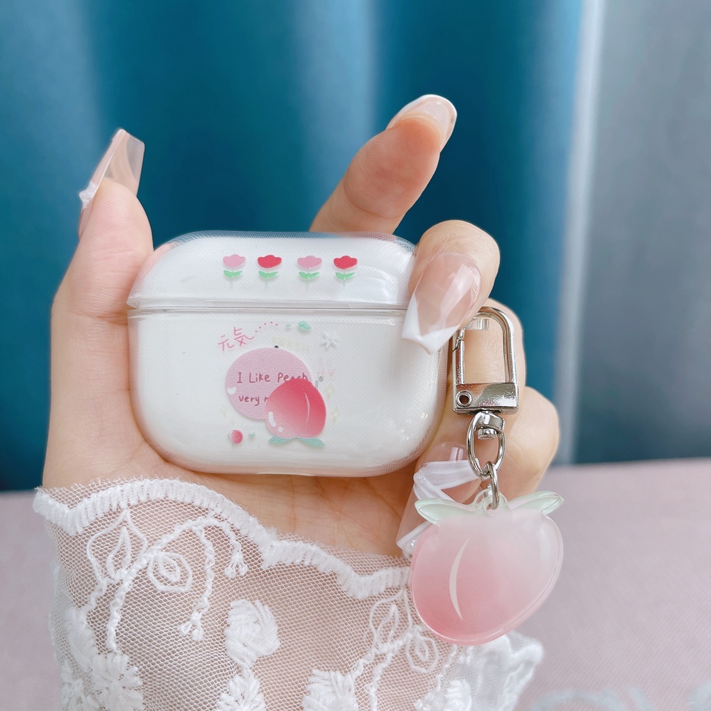 Vỏ Bảo Vệ Hộp Sạc Tai Nghe AirPods3 AirPods3 Pro 2Gen Màu Trong Suốt Họa Tiết Trái Dâu Dễ Thương Ốp
