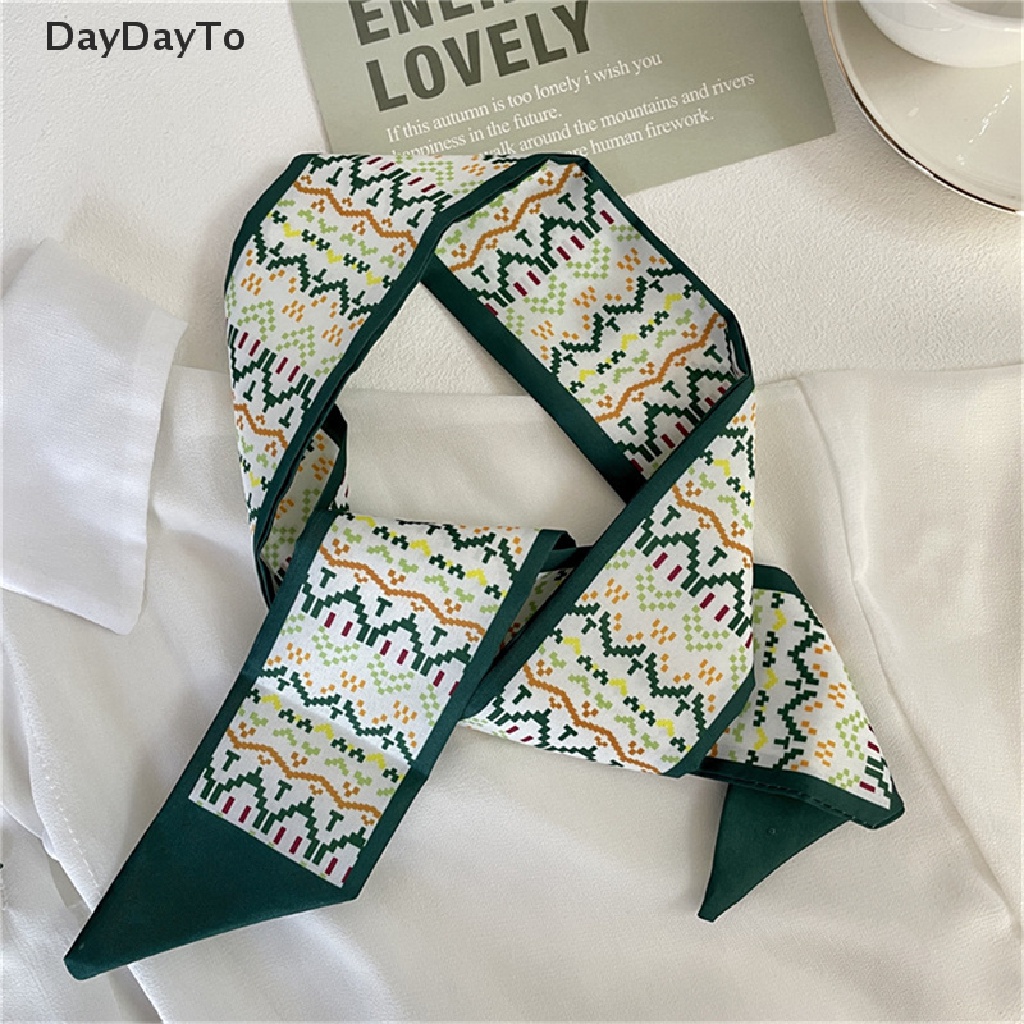 Dây Cột Tóc Ruy Băng Dài Bằng Lụa In Họa Tiết Thời Trang Cho Nữ