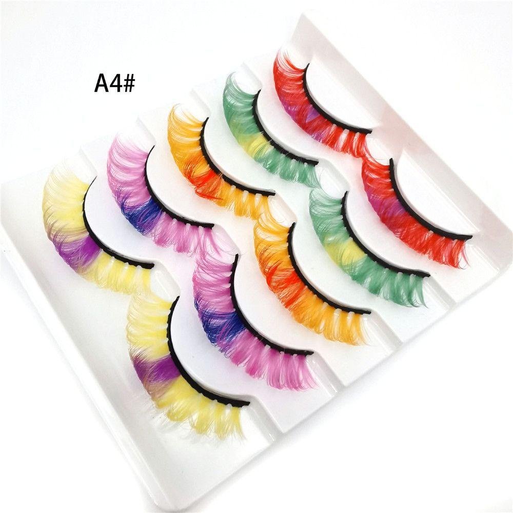 Set 5 Cặp Lông Mi Giả Bồng Bềnh Tự Nhiên Nhiều Màu Sắc Có Thể Tái Sử