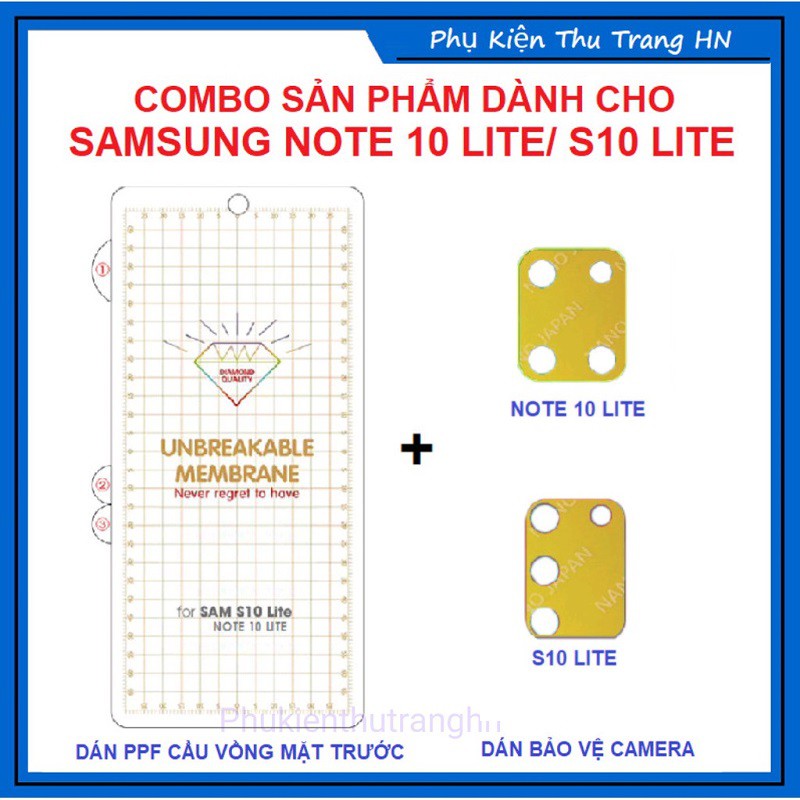 Samsung Note 10 Lite / S10 Lite - Combo dán PPF mặt trước cầu vồng, tự phục hồi vết xước + dán bảo vệ camera