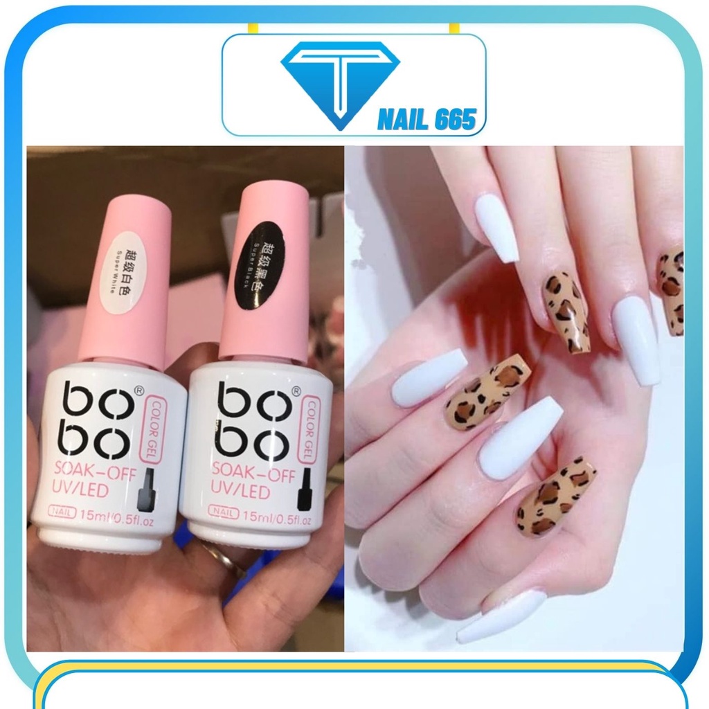 Sơn gel móng tay đen trắng HABO , Sơn BOBO đen trắng chính hãng bóng mượt