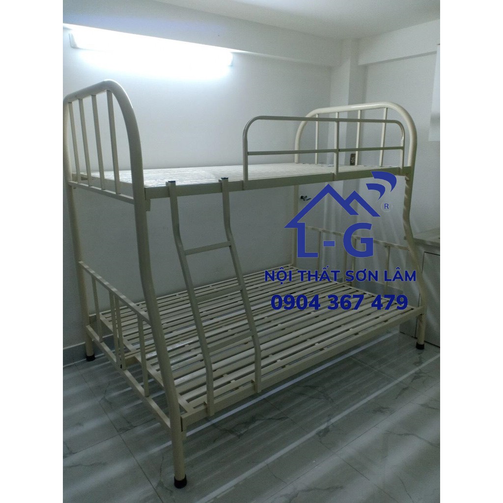 Giường sắt 2 tầng - giường tầng dưới 1m6 tầng trên 1m2