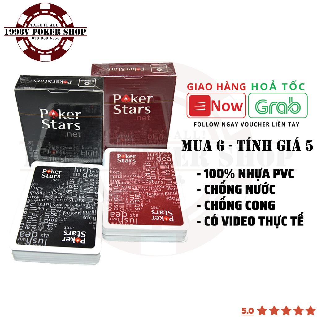 Bài tây nhựa bridge size, bài poker plastic card Poker Star số to Jumbo chống nước - 1996V Poker Shop