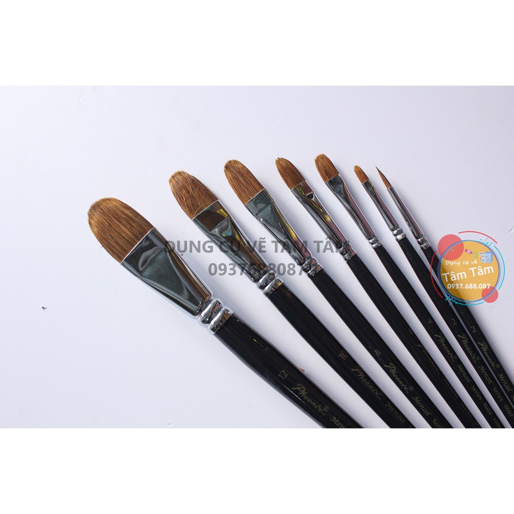 [ TÂM TÂM ]-Bộ cọ vẽ Phoenix 8602S-7 - cọ lông sóc - (Cọ oval và đầu nhọn)-